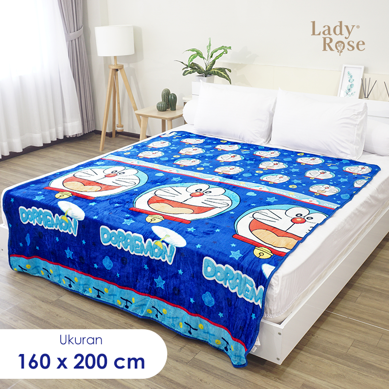 Lady Rose Selimut Bulu Super Lembut Dewasa & Anak Ukuran 160x200 Motif DORAEMON