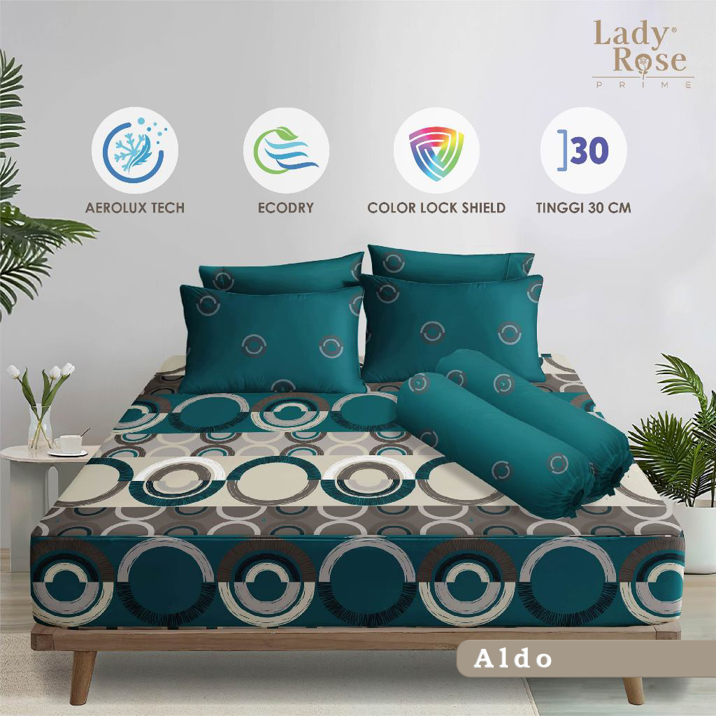 Sprei lady rose 180x200 tinggi 30 cm motif - aldo