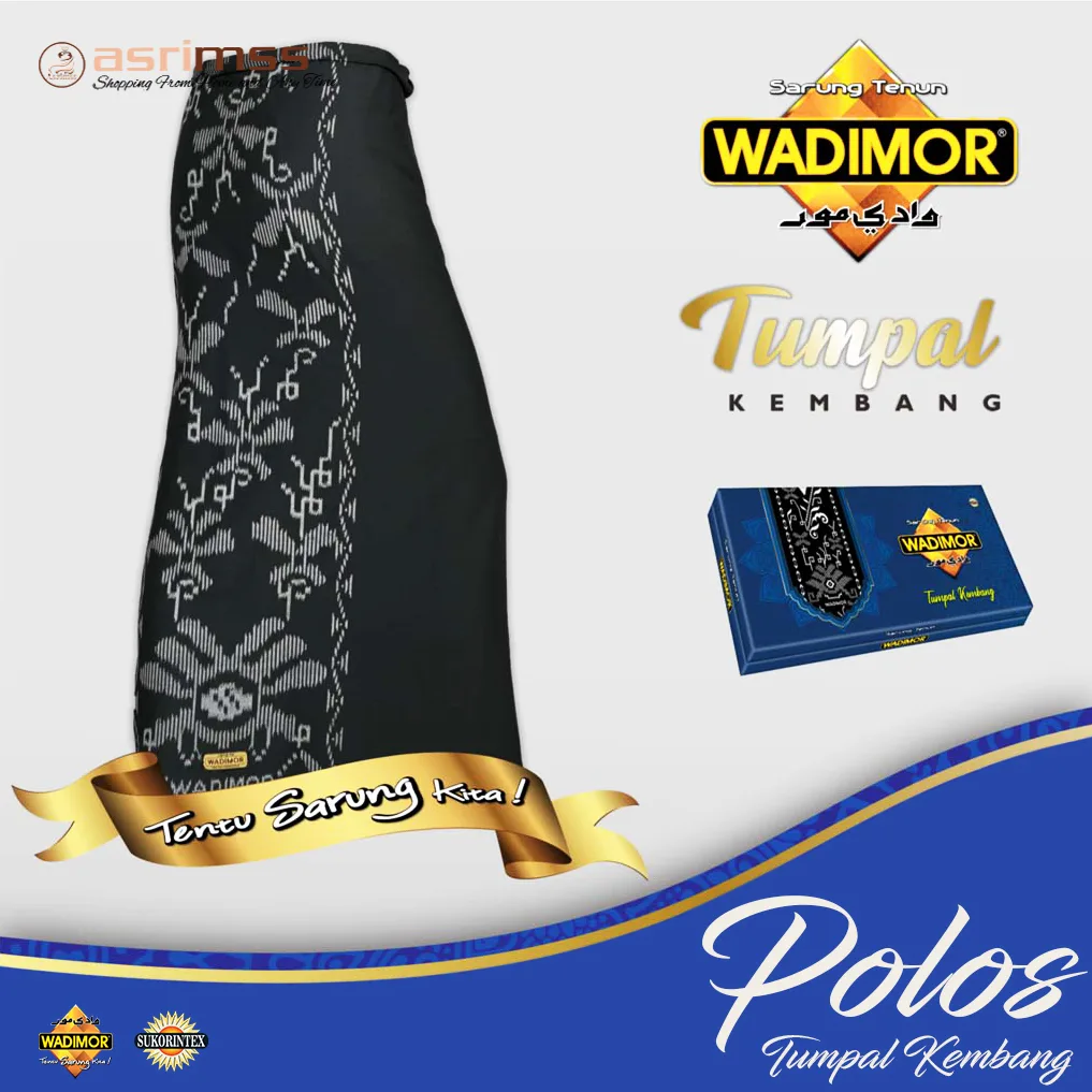 Sarung Wadimor Tumpal Kembang Hitam Black Series Original Sarung Tenun Dewasa