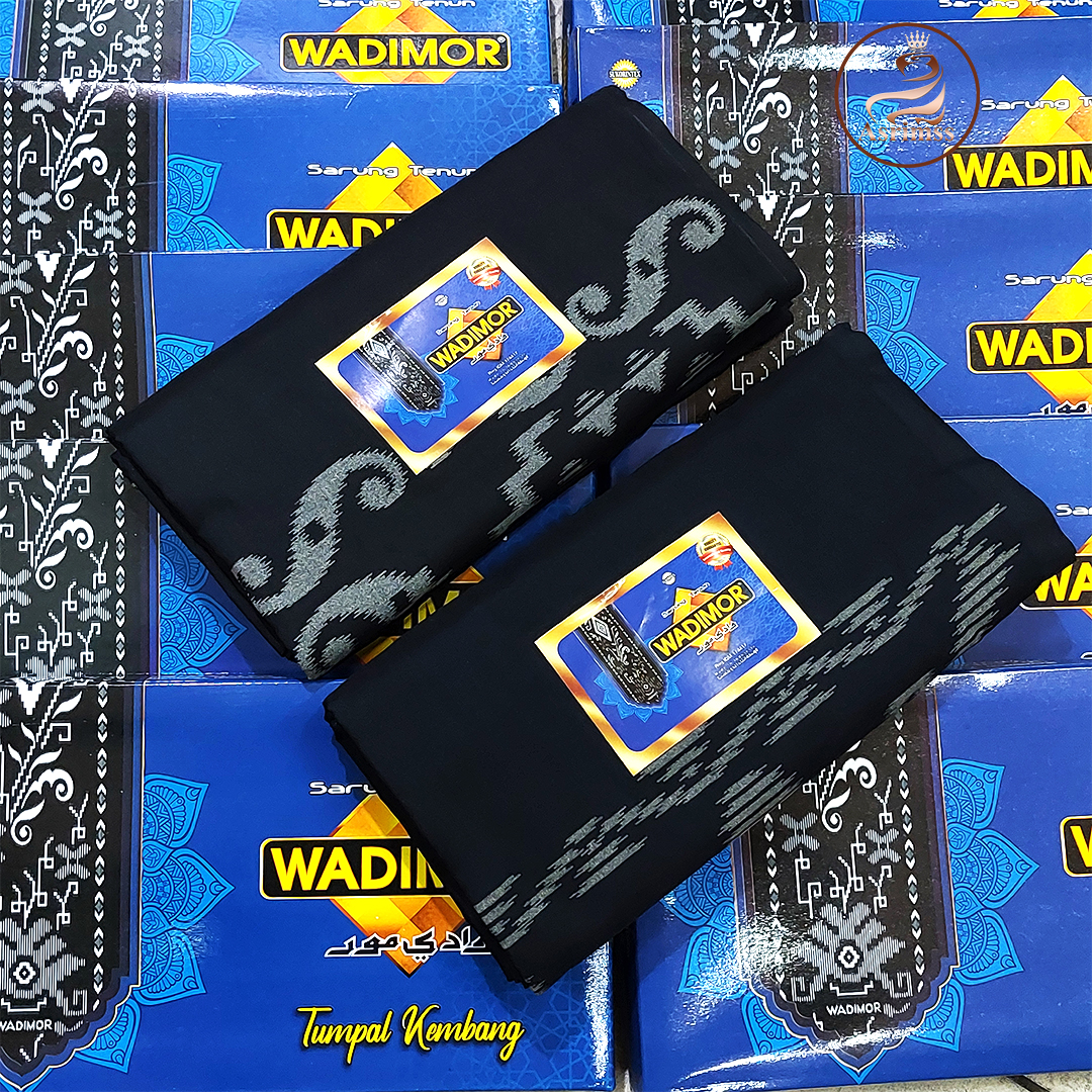 Sarung Wadimor Tumpal Kembang Hitam Black Series Original Sarung Tenun Dewasa