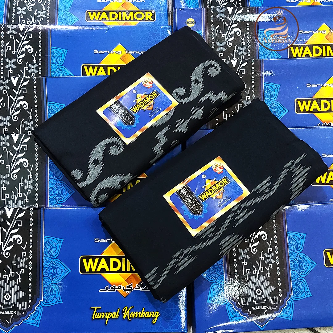 Sarung Wadimor Tumpal Kembang Hitam Black Series Original Sarung Tenun Dewasa