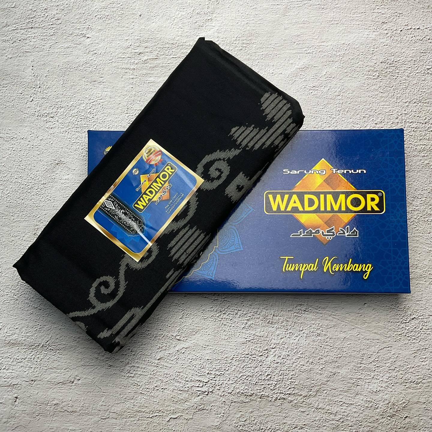 Sarung Wadimor Tumpal Kembang Hitam Black Series Original Sarung Tenun Dewasa