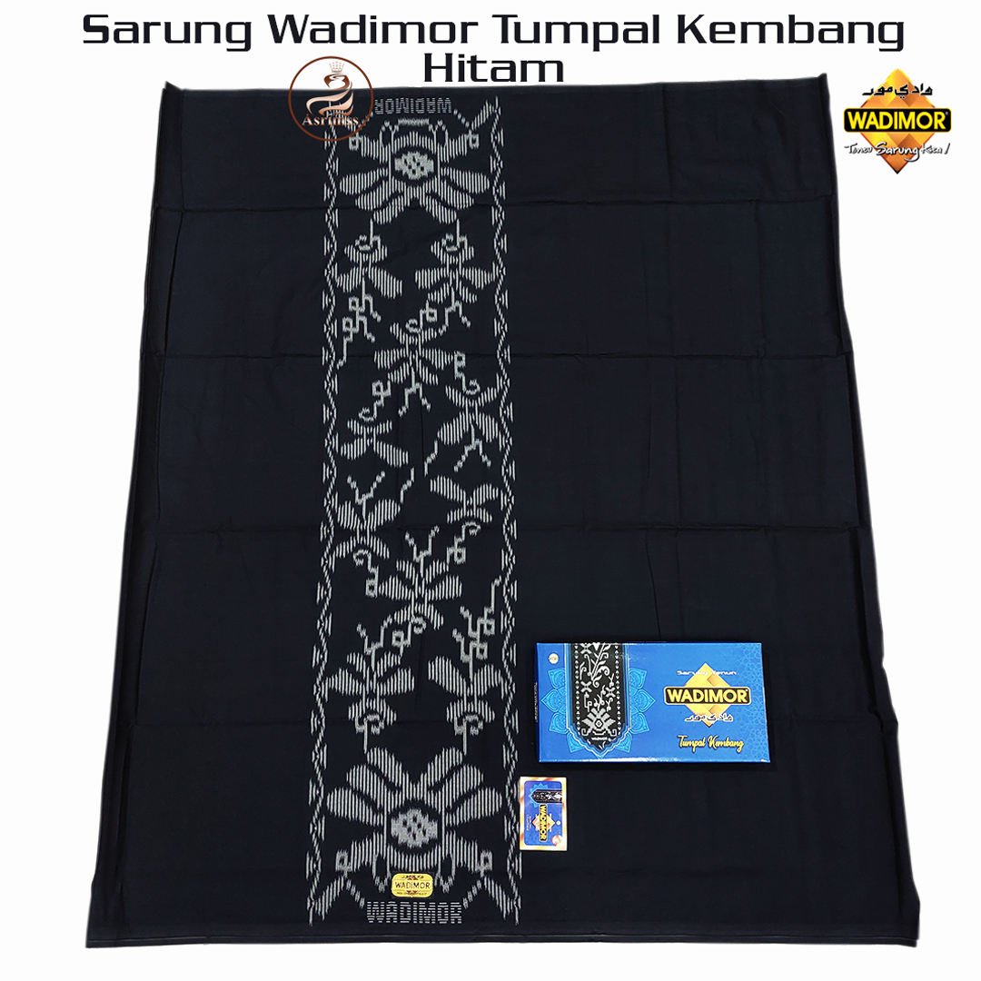 Sarung Wadimor Tumpal Kembang Hitam Black Series Original Sarung Tenun Dewasa