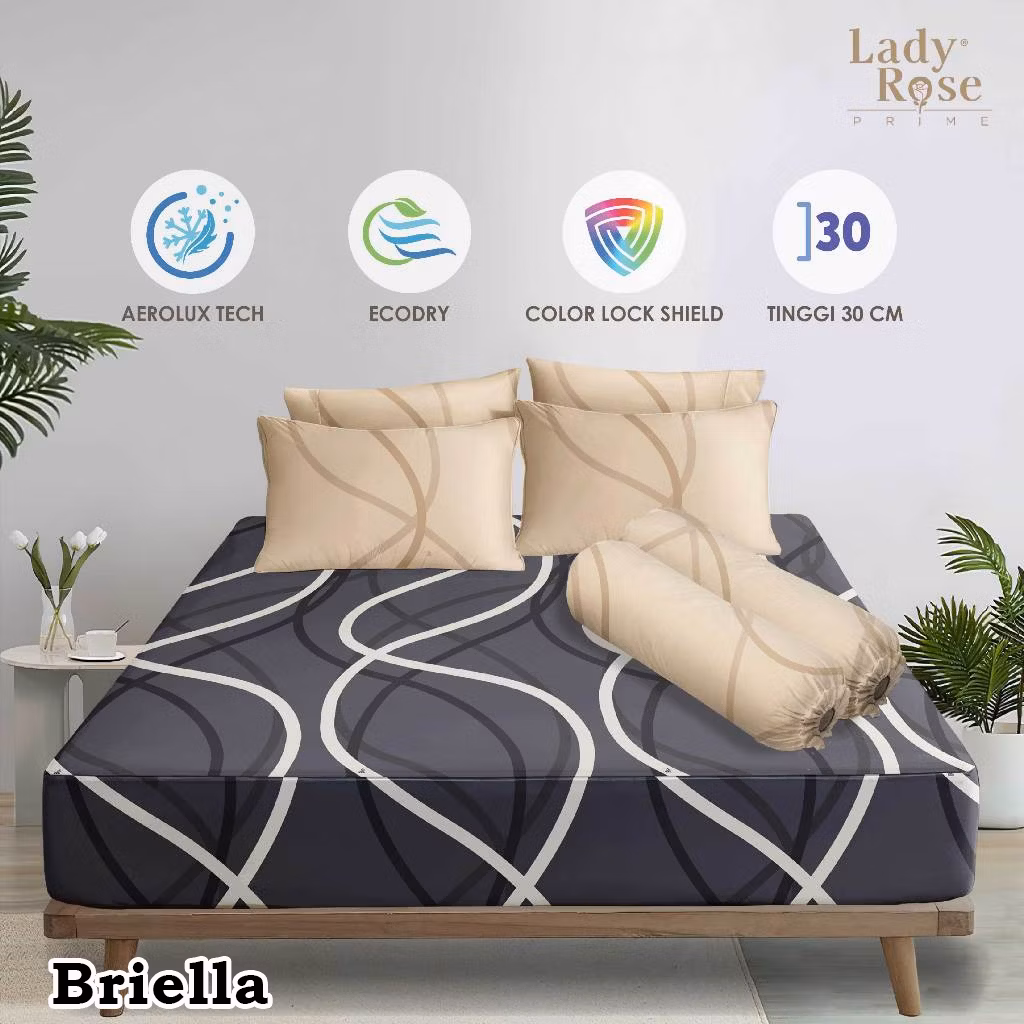 Sprei lady rose 180x200 tinggi 30 cm motif - briela