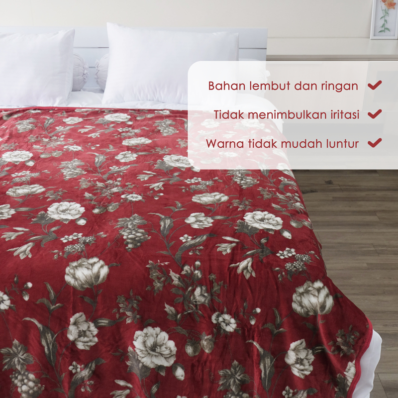 Lady Rose Selimut Bulu Super Lembut Dewasa & Anak Ukuran 160x200 Motif CLARET