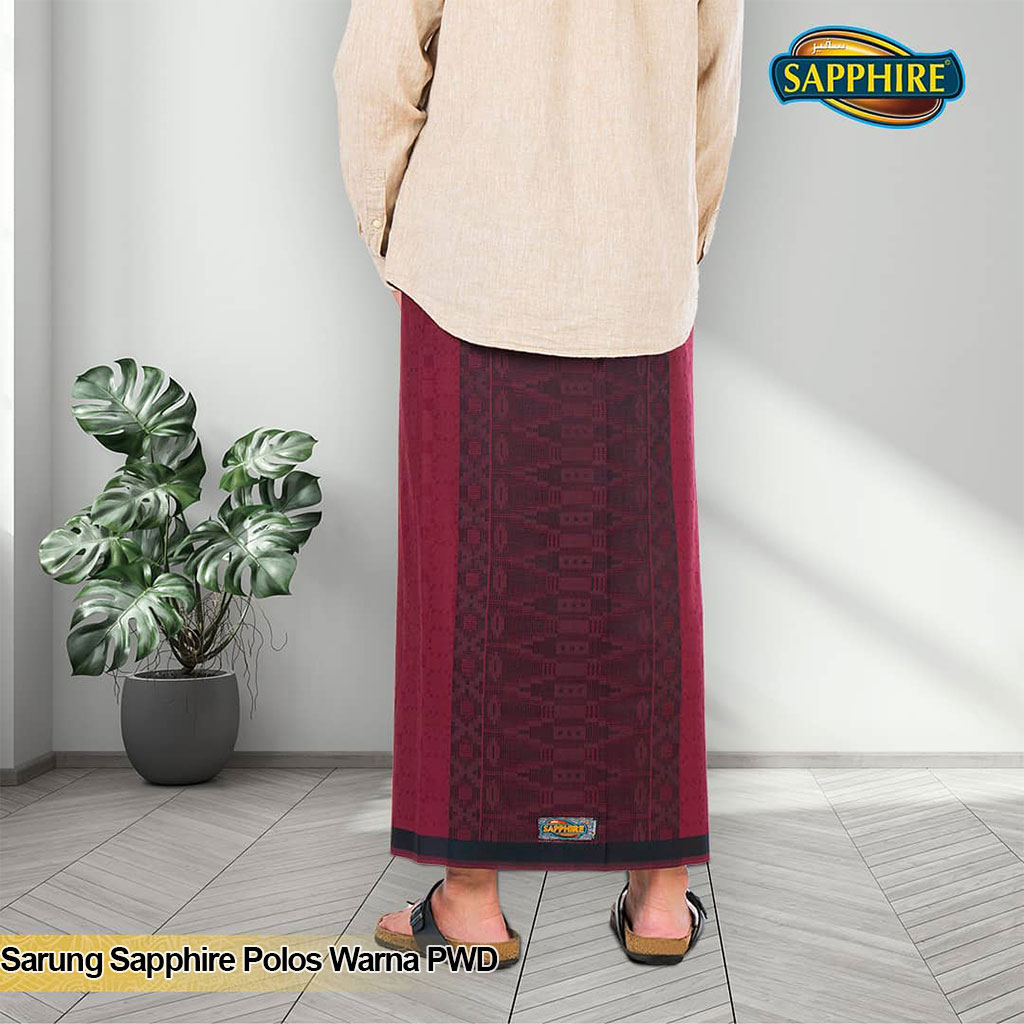 SAPPHIRE Sarung Polos Warna PWD Bahan Premium Katun Berkualitas Motif Timbul Dobby
