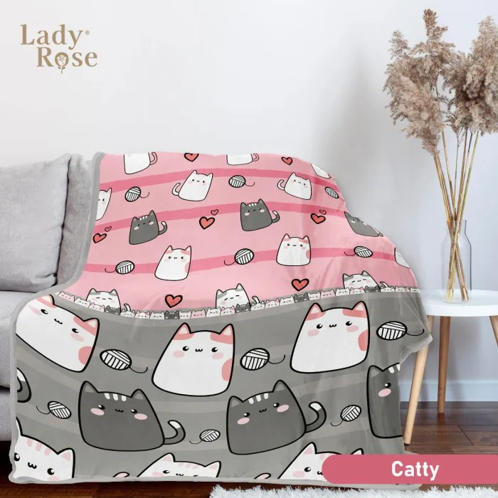 Lady Rose Selimut Bulu Super Lembut Dewasa & Anak Ukuran 160x200 Motif CATTY