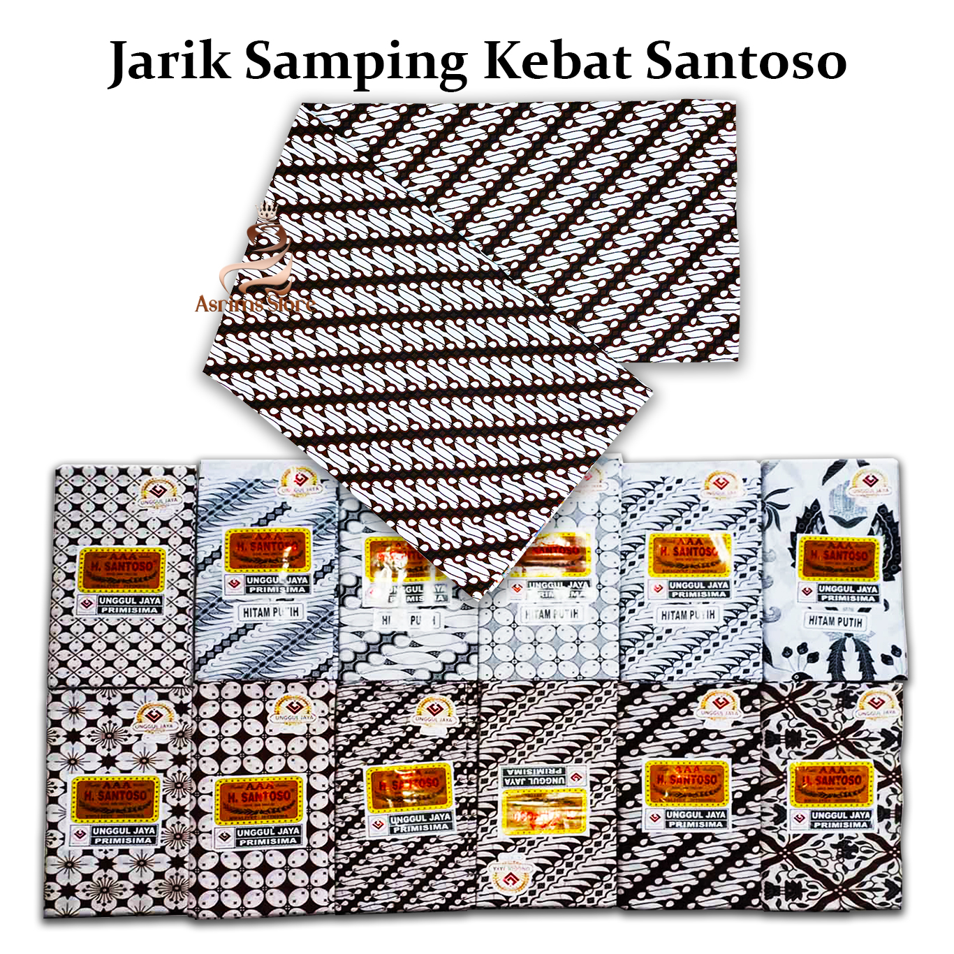 Kain Jarik Batik Samping Kebat Jogjaan Hitam Putih Santoso AAA Premium Original