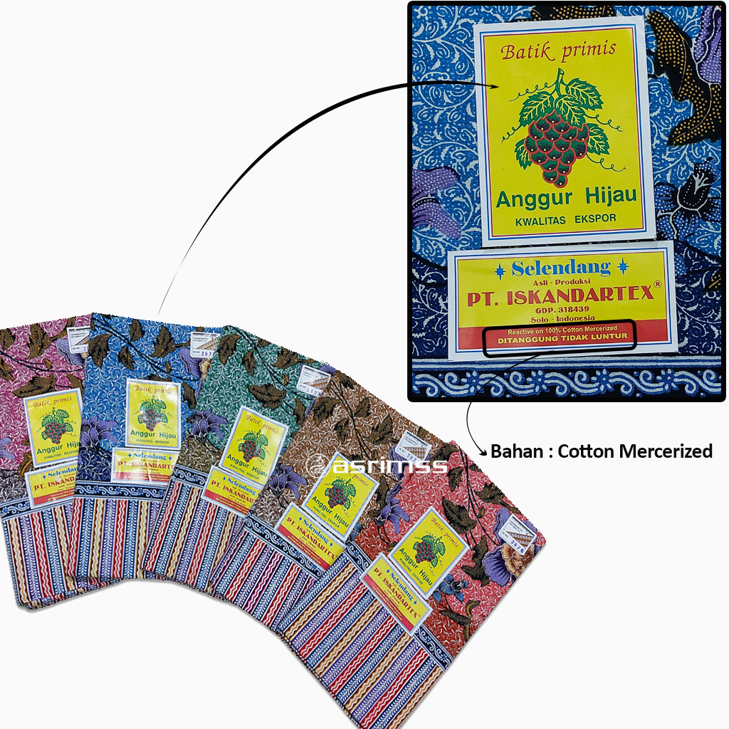 Cukin Anggur Hijau Iskandartex Kain Gendongan Bayi Selendang Bayi 100% Cotton Mercerized