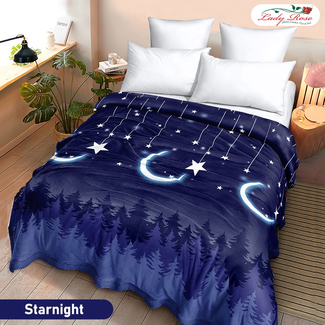 Lady Rose Selimut Bulu Super Lembut Dewasa & Anak Ukuran 160x200 Motif STARNIGHT