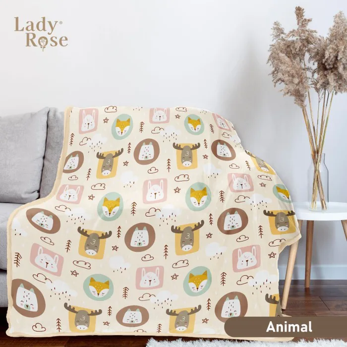 Lady Rose Selimut Bulu Super Lembut Dewasa & Anak Ukuran 160x200 Motif ANIMAL
