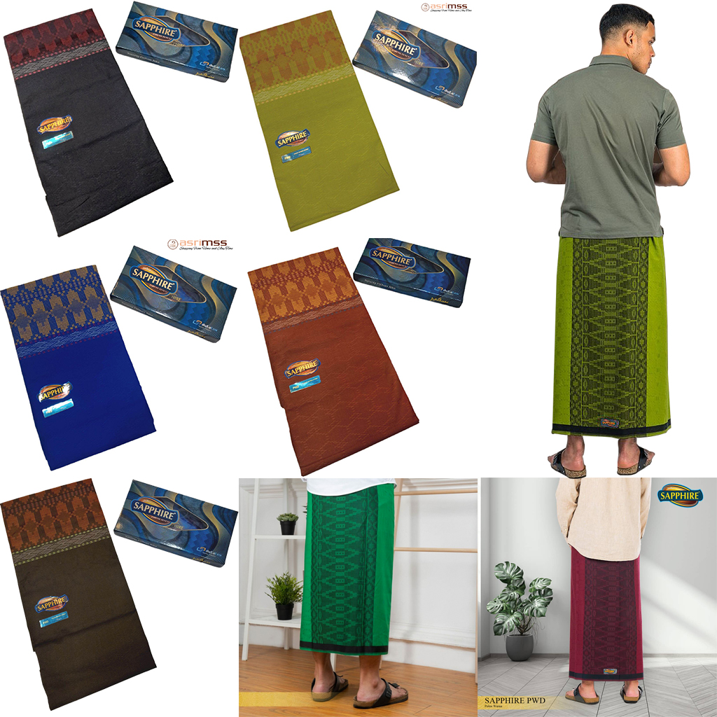 SAPPHIRE Sarung Polos Warna PWD Bahan Premium Katun Berkualitas Motif Timbul Dobby